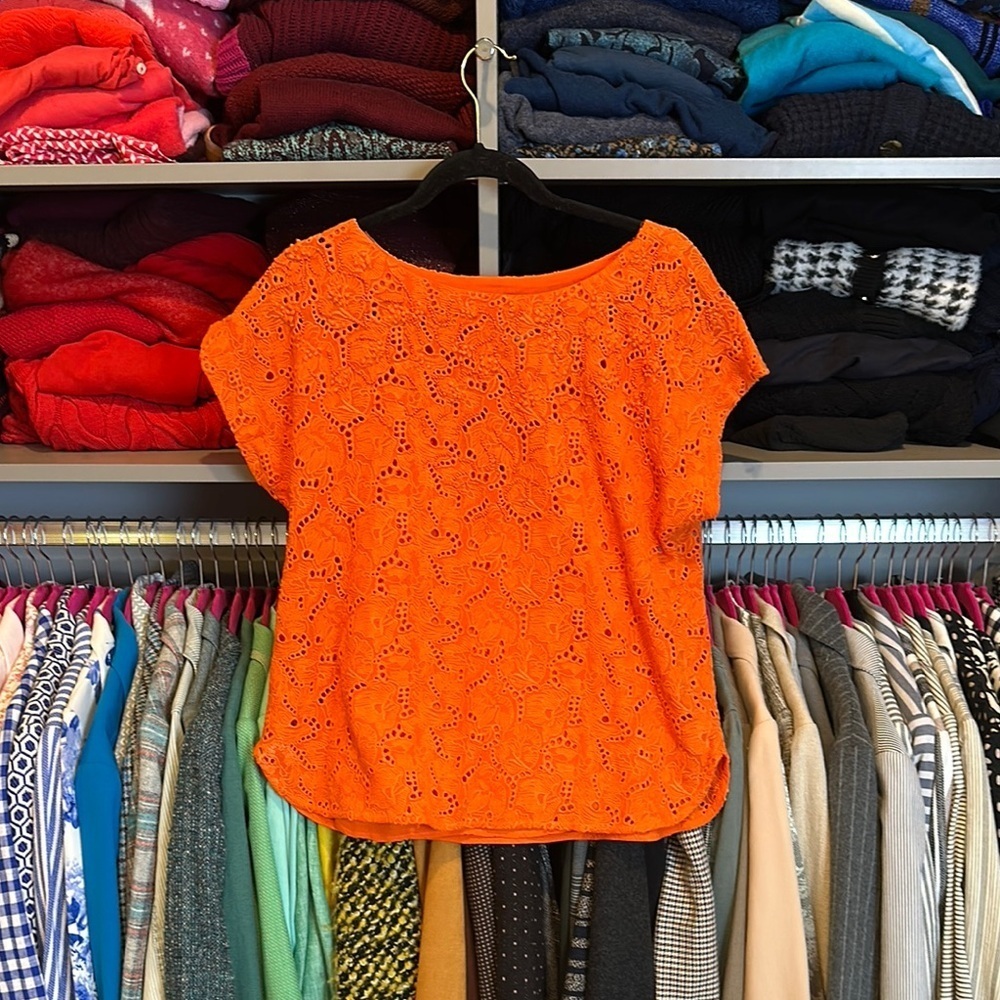 Maeve orange eyelet oversized short sleeve top size 0